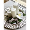 Elegáns ezüst tál adventi asztaldísz