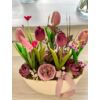 Különleges csónak tulipános asztaldísz