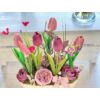 Különleges csónak tulipános asztaldísz