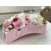 Rózsaszín híd virágbox köszönő ajándék tanároknak