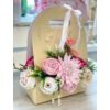 Lepkés táska virágbox ballagási ajándék - rózsaszín