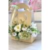 Lepkés táska virágbox ballagási ajándék - fehér