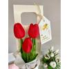Gumi tulipán tartóban nőnapi ajándék - piros