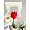 Prémium gumi tulipán tartóban nőnapi ajándék - piros