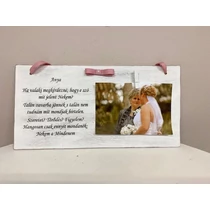 32x16 cm-es szülőköszöntő fatábla festve. Választható színben, szöveggel, és szalaggal-esküvő-álom kertem