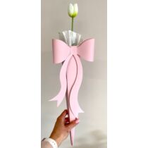 Vastag karton masnis virágtartó díszítve 1 szál prémium minőségű, teljesen élethű gumi tulipánnal-nőnapi ajándék-álom kertem