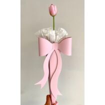 Vastag karton masnis virágtartó díszítve 1 szál prémium minőségű, teljesen élethű gumi tulipánnal-nőnapi ajándék-álom kertem