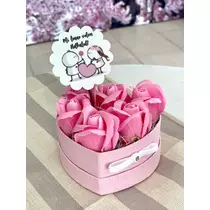 1 szál szappantulipán rózsaszín papírdobozban, nőnapi matricával-nőnapi ajándék-álom kertem