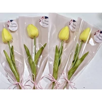 1 szálas díszcsomagolásban 1 szál minőségi, teljesen élethű gumi tulipán, nőnapi matricával, masnival-nőnapi ajándék-álom kertem