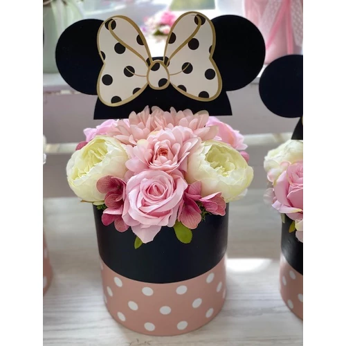 Minnie-s papírdoboz díszítve minőségi selyemvirágokkal-ballagási ajándék-álom kertem