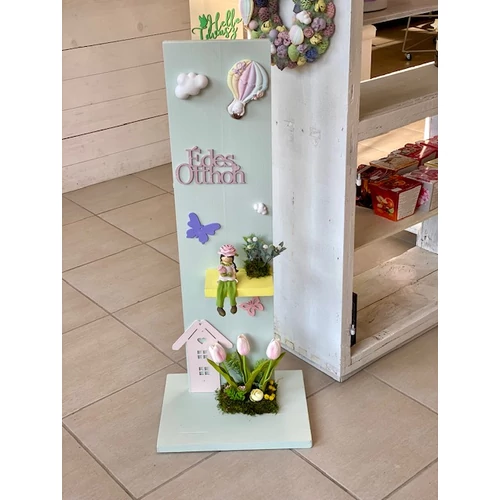 82x33 cm-es fa állvány világos zöldre festve-dekorációs állványok-Álom Kertem