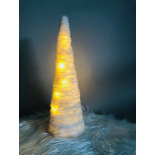 Piha puha szőrmés műanyag led-es világító kúp-karácsonyi dekoráció-álom kertem
