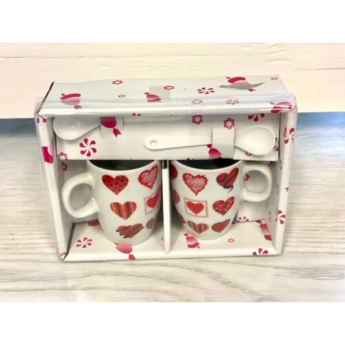 2 db szívecskés kávésbögre kiskanállal-valentin napi ajándék-álom kertem